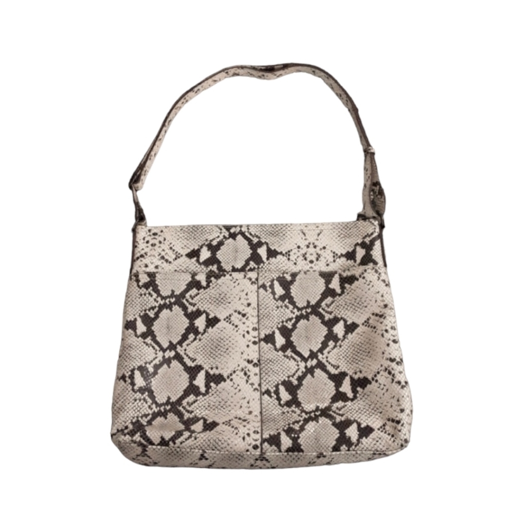 margot Snake-Print Crossbody Bag in Beige and Black